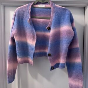 Lovers + Friends Blue and Pink Gradient Cardigan